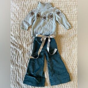 LILI GAUFRETTE Argyle Sweater Iridescent Sequins Blue Brown 2 Lilli Gaufrete